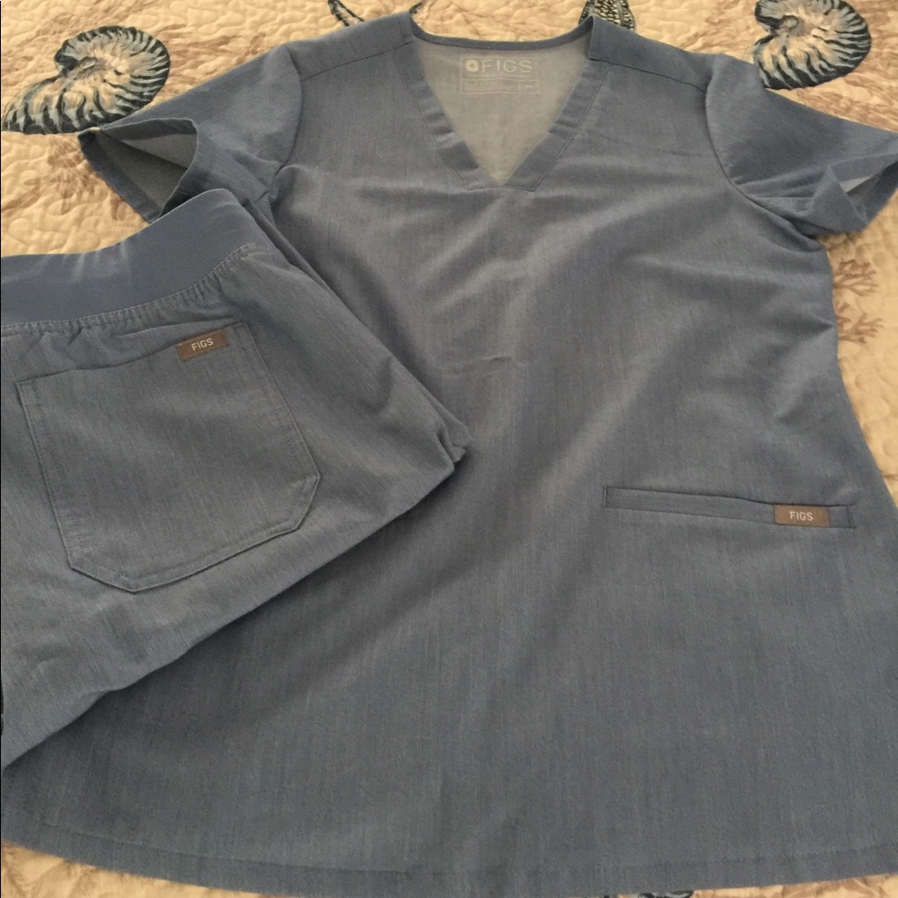Figs heather Indigo scrub set